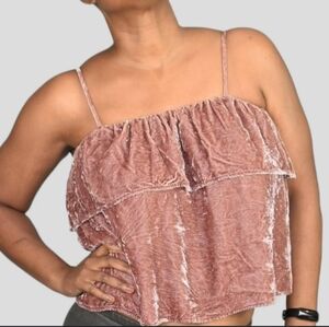 Madewell Pink Crushed Velvet Summer Top- xs